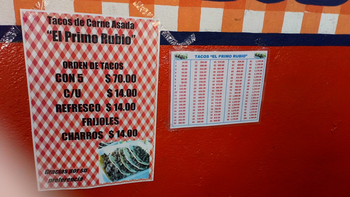 Tacos El Primo Rubio 1 Menu - Image 3