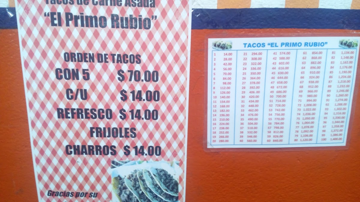 Tacos El Primo Rubio 1 Menu - Image 4